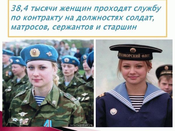 Женщины служат в вооруженных силах по контракту.